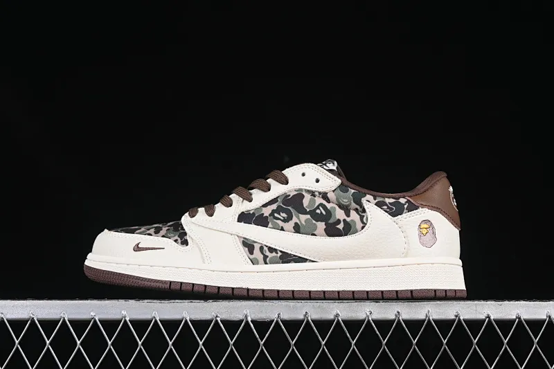 All categories Air Jordan Jordan series basketball shoes Air Jordan 1 Low High-end customized low-top sneakers Travis Scott x Fragment Design x Air Jordan 1 Low OG SP AJ1 Joe 1 Bape co-branded rice brown camouflage low-top cultural casual sneakers XS2024-019